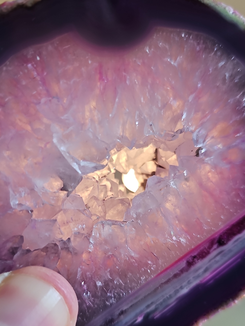Purple Agate Geode Display Slice With Portal - Picture 6 of 7